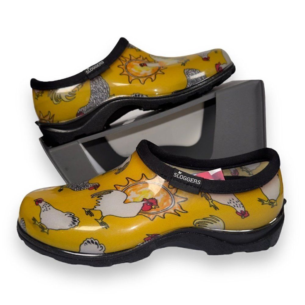 Sloggers Chicken Waterproof Garden‎ Clogs Yellow / White / Black Women's 6